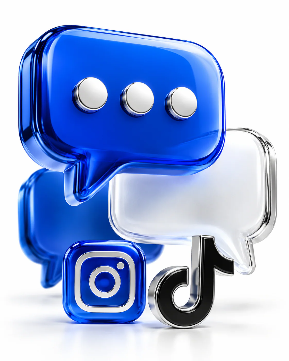 Chat bubbles next to the TikTok and Instagram icons