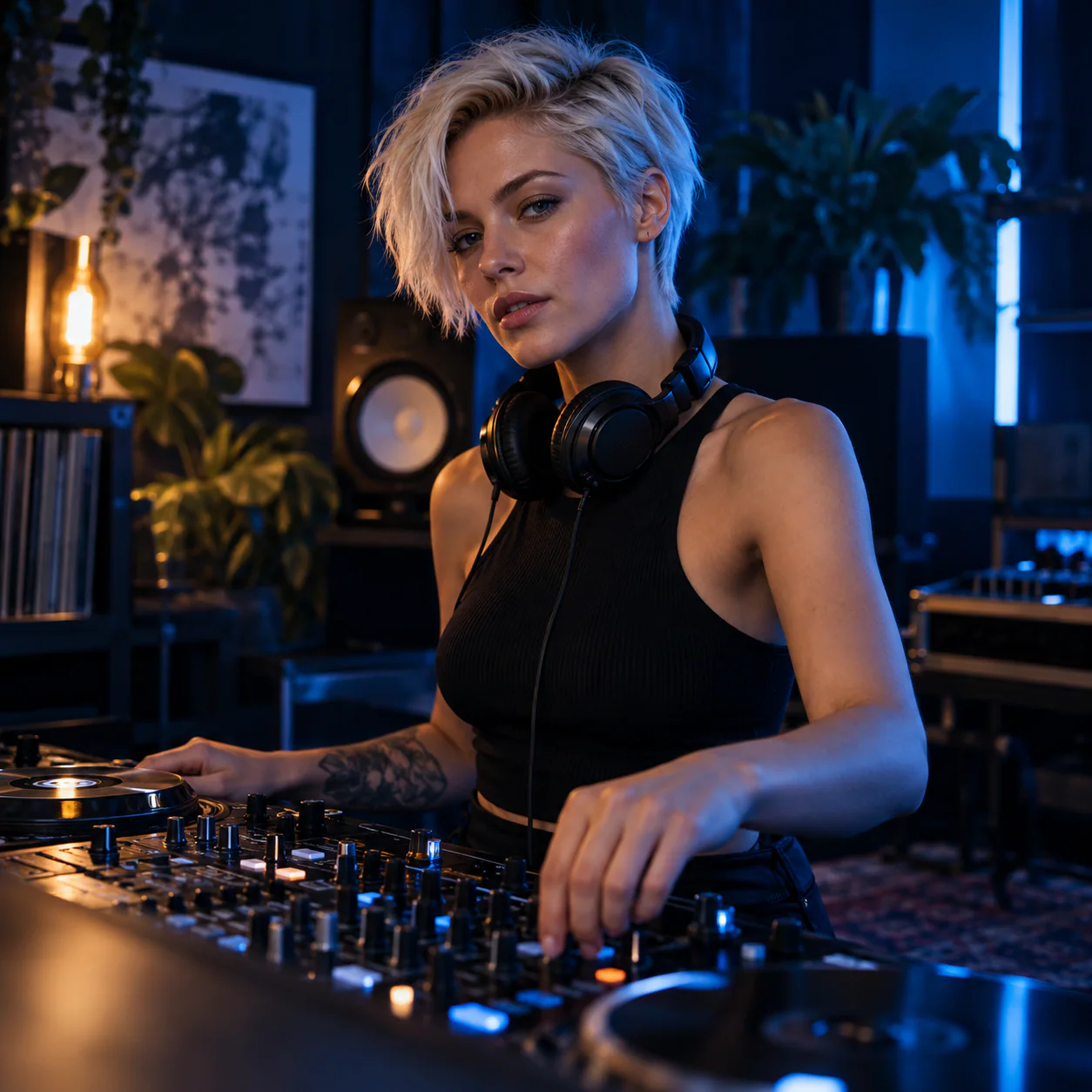 DJ performing behind the decks