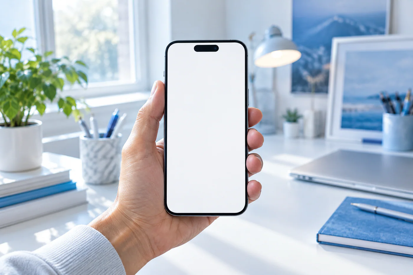 Hand holding a phone, ready to paste a video link